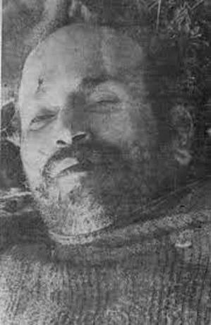 Foto tomada al cadáver del coronel Caamaño el 17 de febrero de 1973 cuando fue mostrado a periodistas. Foto Antonio García Valoy