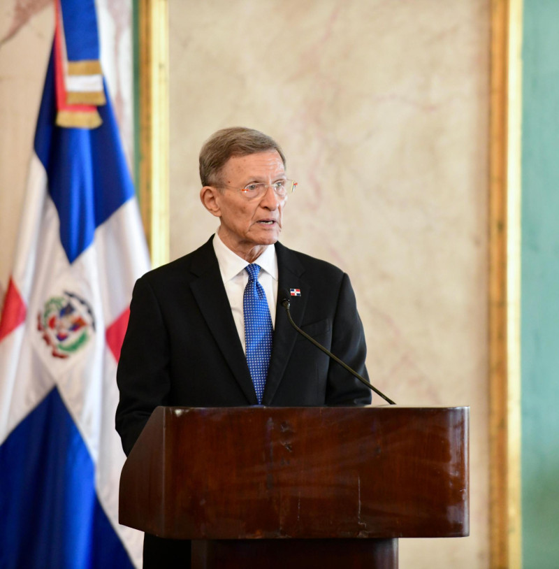 El canciller dominicano Roberto Álvarez al hablar en el acto de solidaridad con la democracia de Venezuela, celebrado en el Palacio Nacional de Santo Domingo el 9 de enero de 2025. / Jose Alberto Maldonado
